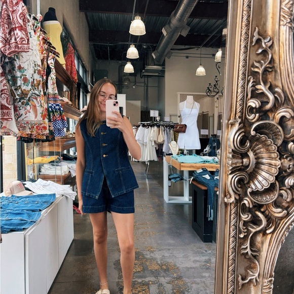 Denim Vest and Shorts Set - Picture 1 of 6